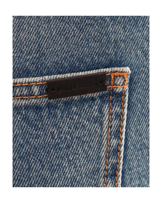 Saint Laurent Blue High-Rise Straight-Leg Jeans
