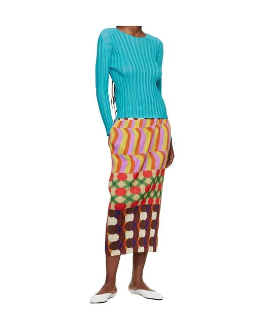 Pleats Please Issey Miyake Blue Rib Pleats January Pleated Cover-Up