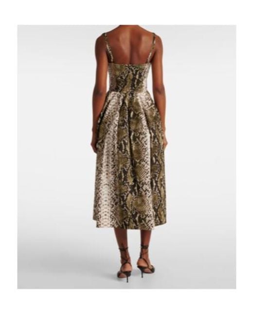 Oscar de la Renta Natural Snake-Effect Cotton-Blend Poplin Gown