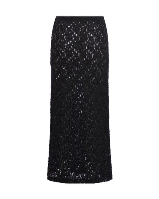 Chloé Black Chloé Floral Lace Detailed Midi Skirt