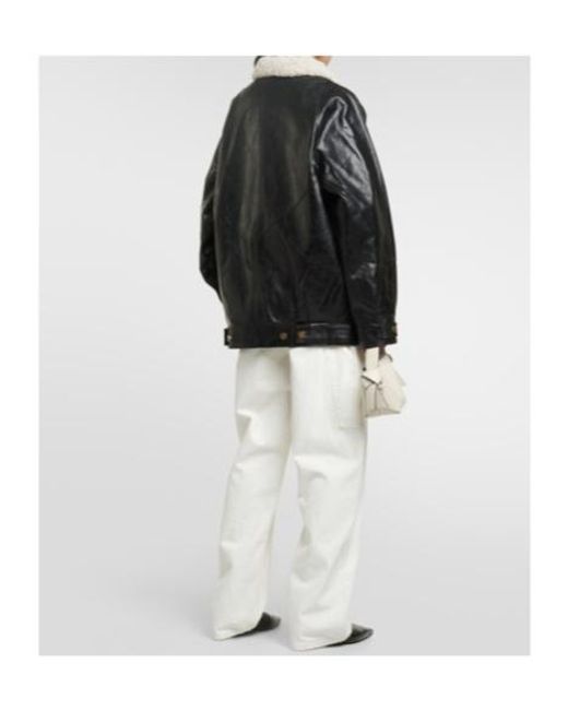 Dodo Bar Or Black Menash Shearling-Lined Leather Jacket