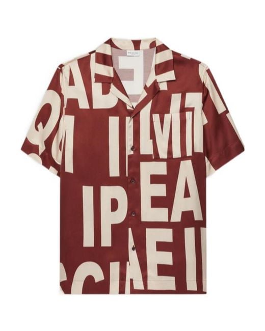 Dries Van Noten Red Logo Printed Buttoned Shirt for men