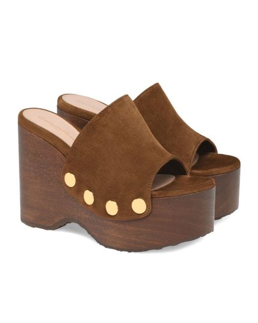 Gianvito Rossi Brown Open Toe Wedge Sandals