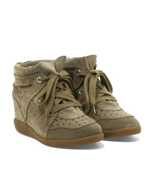 Isabel Marant Green Suede Bobby Wedge Sneakers