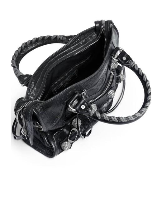 Balenciaga Black Le City Studded Small Top Handle Bag