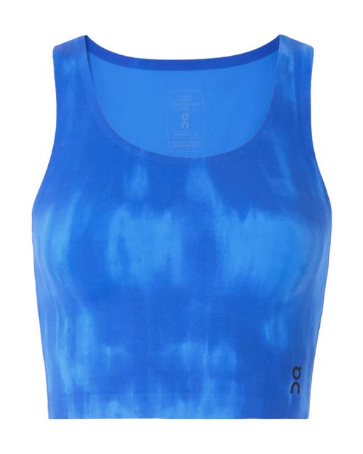 On Shoes Blue Malibu Cropped Cutout Tie-Dyed Stretch Recyled-Jersey Tank