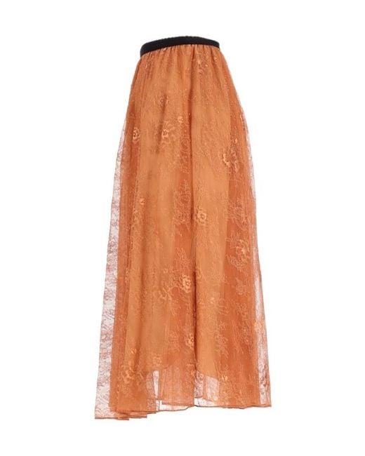 Forte_forte Orange Chantilly Lace Long Skirt