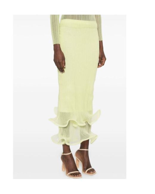 Jonathan Simkhai Yellow Midi Skirt With Ruffled Hem