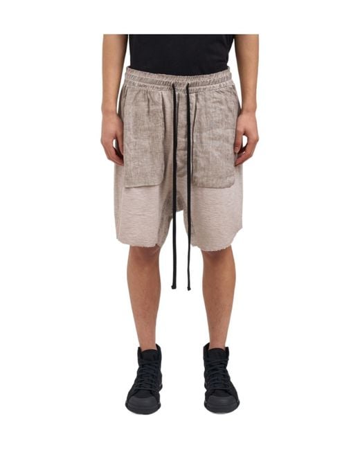 Thom Krom Gray Drawstring Shorts for men