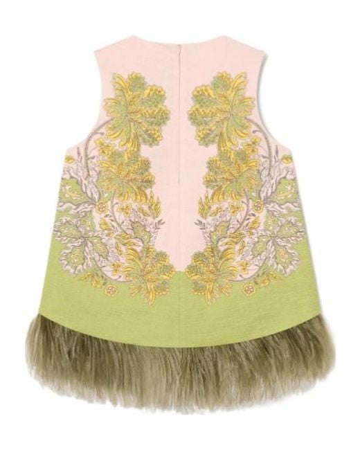 LaDoubleJ Yellow La Doublej La Scala Feather-Trim Sleeveless Top