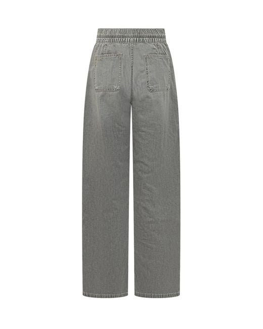 Ba&sh Gray Yima Drawstring Wide-Leg Pants