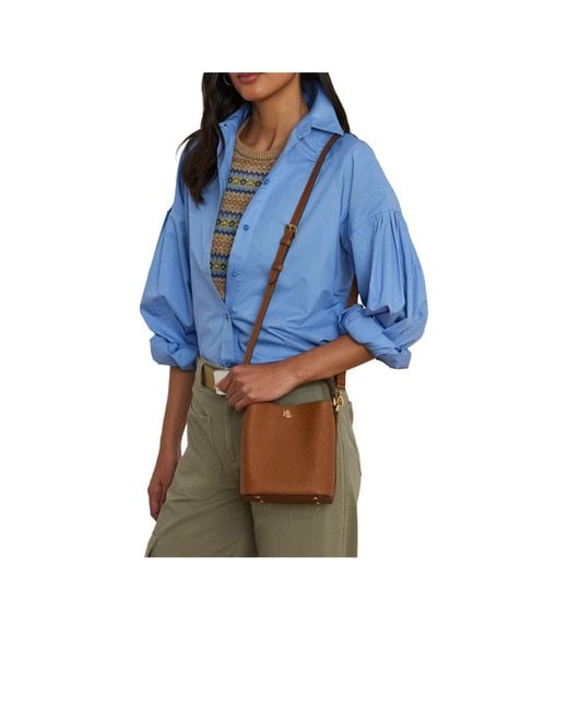 Ralph Lauren Brown Leather Mini Bucket Handbag