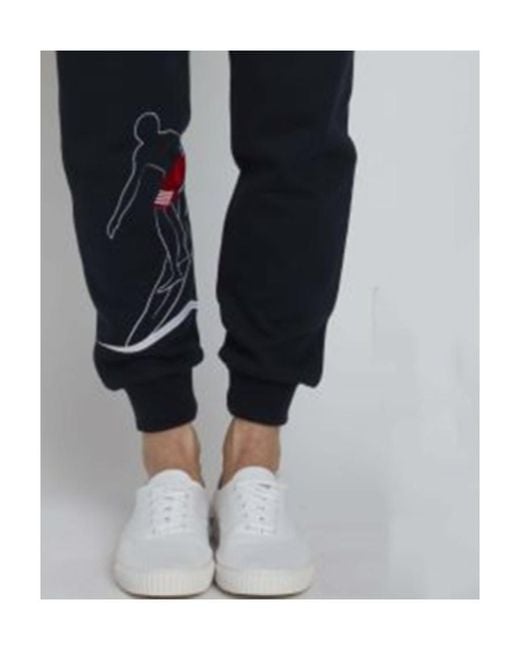 Thom Browne Blue Logo Casual Sweatpants for men