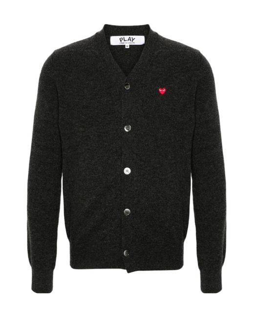 Comme des Garçons Black Heart-Patch Wool Cardigan for men