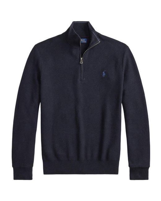 Polo Ralph Lauren Blue Half-Zipper Knitted Sweater for men
