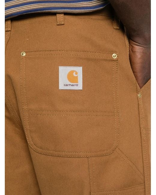 Carhartt Brown Logo-Patch Trousers for men