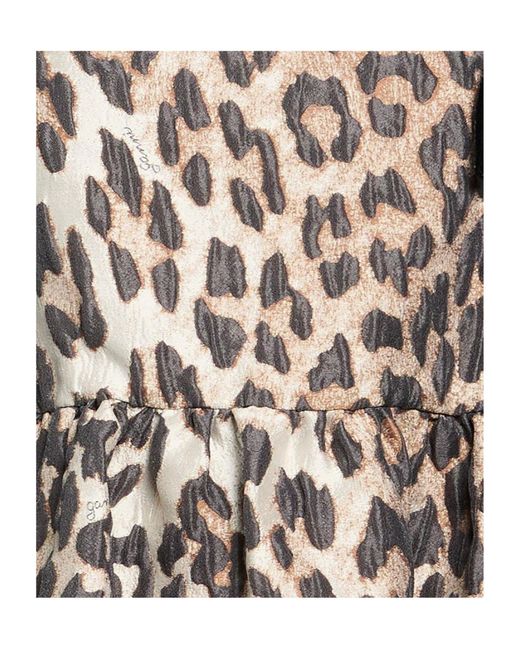 Ganni Black Leopard Print Sleeveless Cropped Top