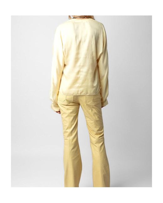 Zadig & Voltaire Natural Tonastir Satin-Finish Blouse