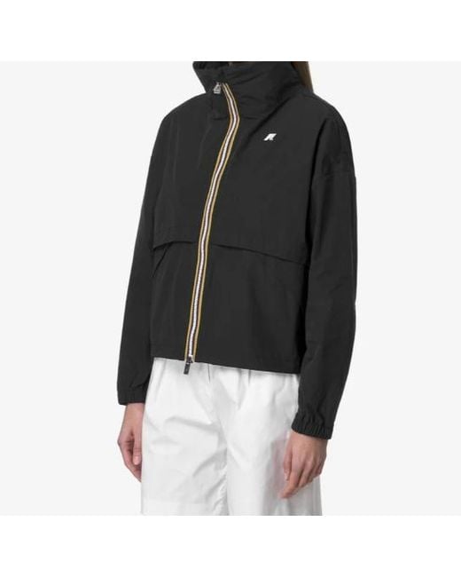 K-Way Black Foldable Hood Waterproof Hooded Jacket