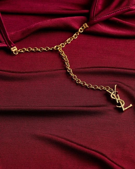 Saint Laurent Red Cassandre Backless Bodysuit