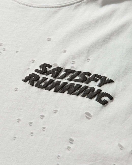 Satisfy White Distressed Logo T-Shirt for men
