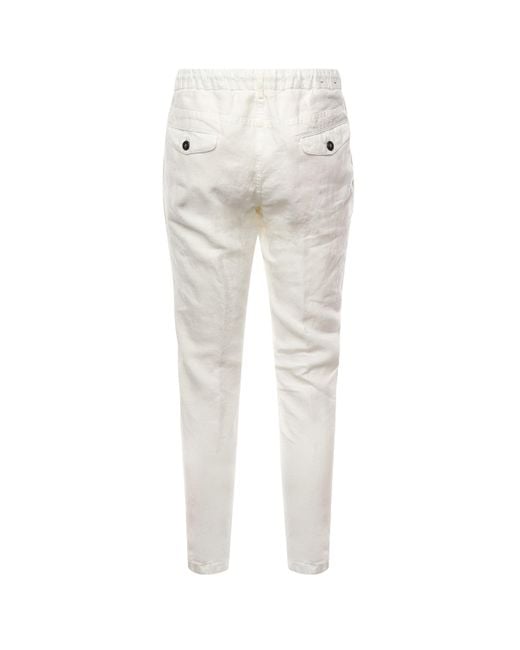 Eleventy White Drawstring Tapered Trousers for men