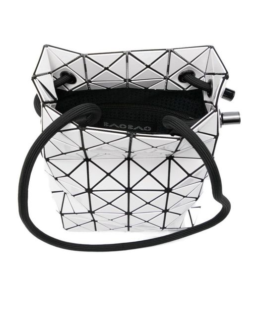 Issey Miyake White Prism Drawstring Shoulder Bag
