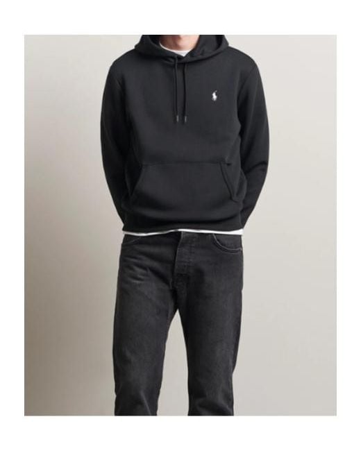 Polo Ralph Lauren Black Logo Embroidered Drawstring Hoodie for men