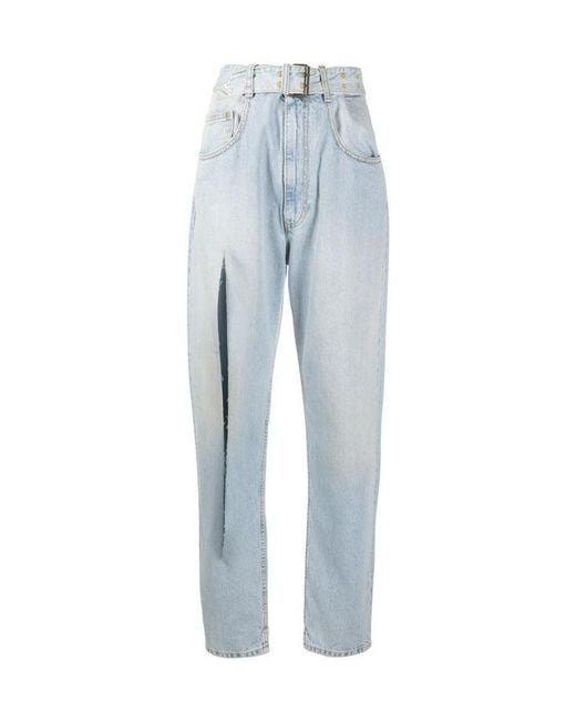 Maison Margiela Blue Slit-Detail Tapered Jeans