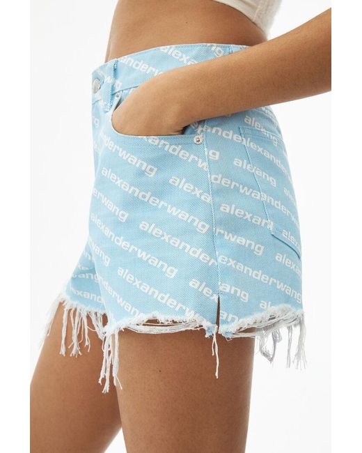 Alexander Wang Blue Bite High Rise Denim Shorts