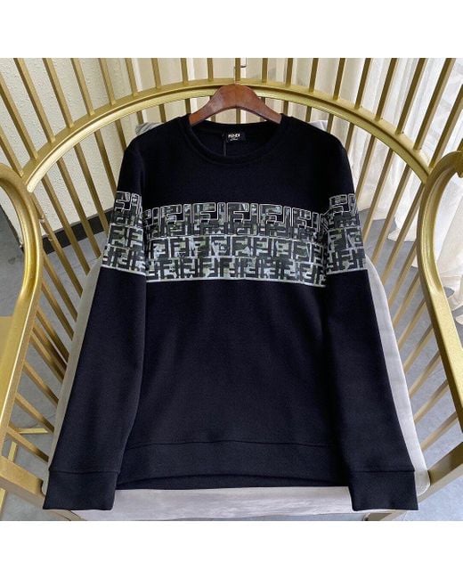 Fendi Black Ff Camouflage Printed Hoodie for men