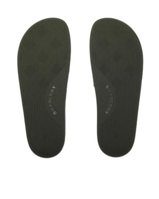 Burberry Green Checked Slip-On Slides for men