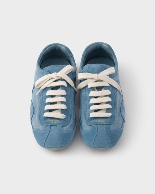 Prada Blue Montecarlo Re-Edition 2005 Suede And Re-Nylon Sneakers