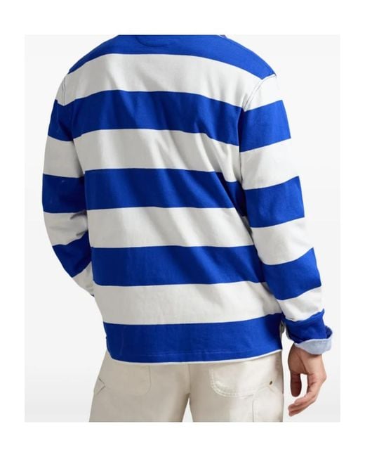 Polo Ralph Lauren Blue Striped Long-Sleeve Polo Shirt for men