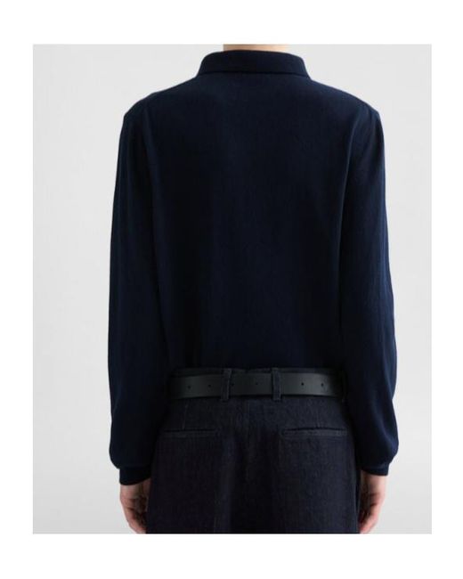 Jil Sander Blue Lightweight Wool Polo Sweater for men