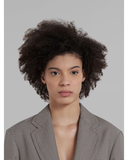 Marni Brown Houndstooth Checked Single-Breasted Jacket