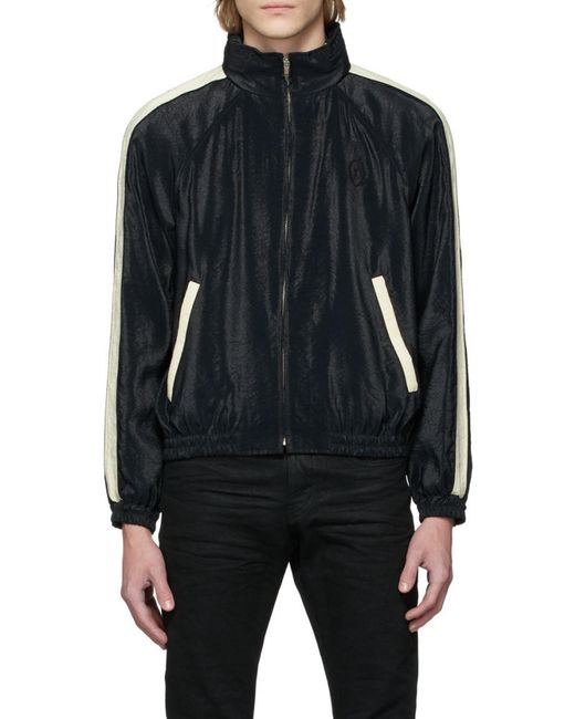 Saint Laurent Blue Monogram Zip-Up Jacket for men