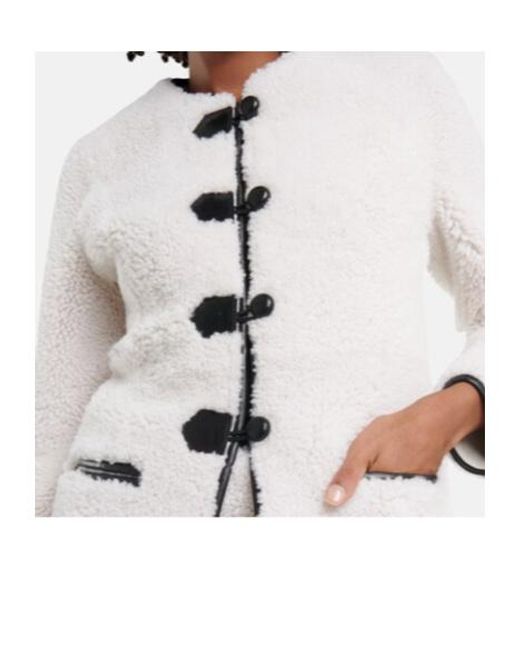 Blancha White Leather-Trimmed Shearling Jacket