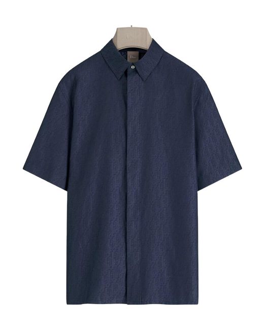 Dior Blue Oblique Short-Sleeved Shirt for men
