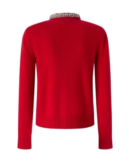 Pinko Red Cardigan With Jewel Collar