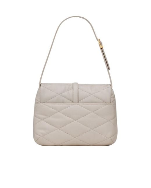 Saint Laurent White Le 57 Logo Plaque Shoulder Bag