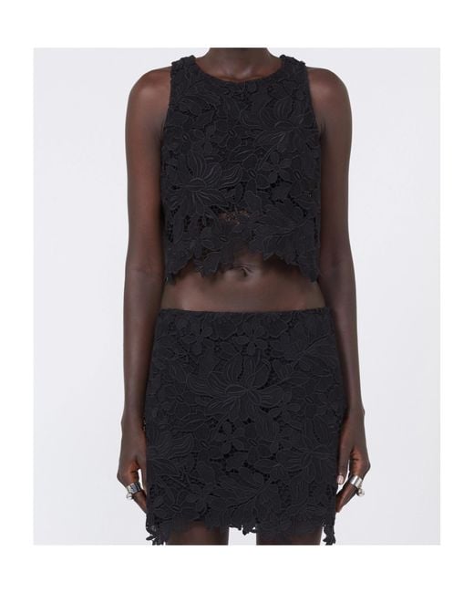 Sportmax Black Vasto Floral Embroidered Crewneck Top