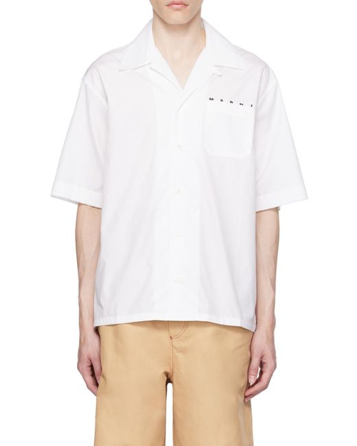 Marni White Chest Patch Pocket Short-Sleeved Shirt for men