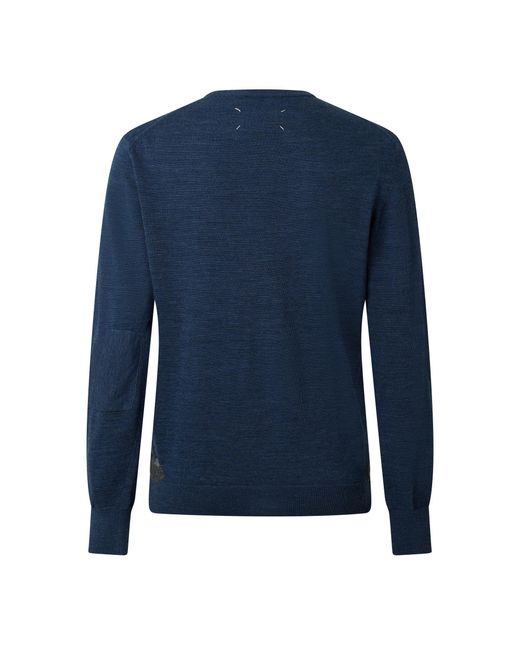 Maison Margiela Blue Crewneck Longsleeve Knit Sweater for men