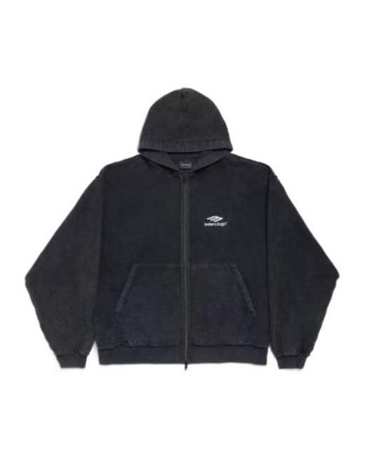 Balenciaga Blue 3B Sports Icon Inside-Out Zip-Up Hoodie for men