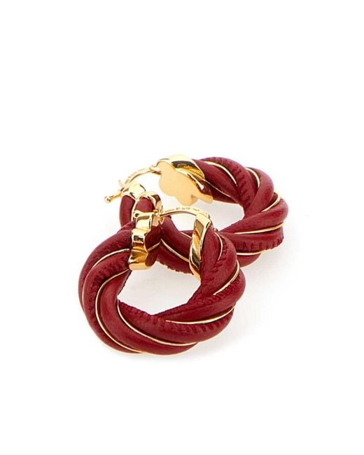 Bottega Veneta White Twist Hoop Earrings