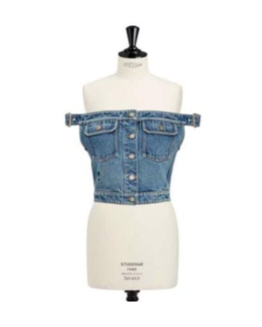 Dior Blue Strapless Top