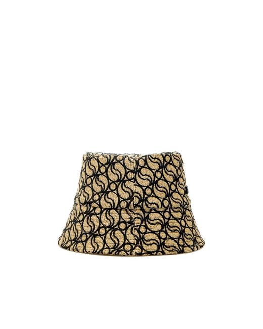 Stella McCartney White S Wave Woven Straw Logo-Patch Bucket Hat