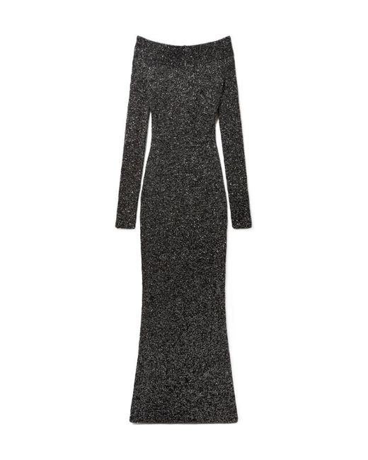 Stella McCartney Black Sequin Off-Shoulder Floor-Length Dress