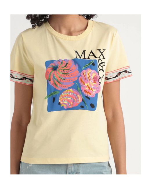 MAX&Co. Natural Logo Crew Neck T-Shirt